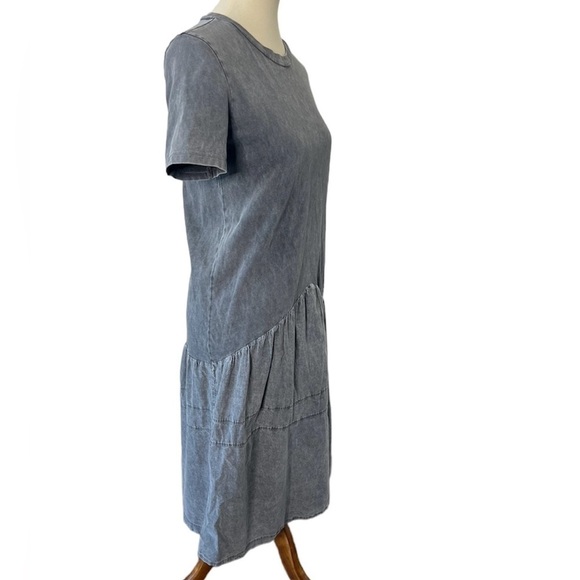 ZARA Acid Wash Drop Waist T-Shirt Midi Dress Gray Size Medium - Picture 7 of 12